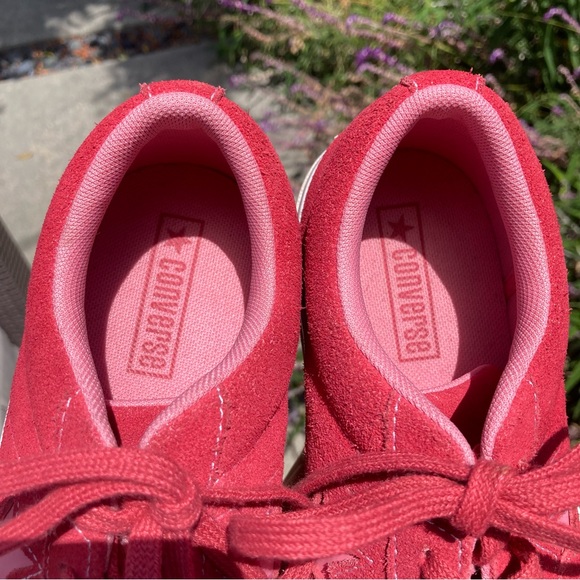NWOB Converse One Star OX Paradise Leather Suede Pink Red Sneakers 7Y/ M7 /W 8.5 - Picture 7 of 10